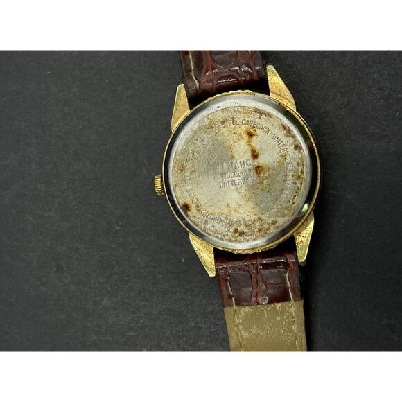 Vintage Advance Moon Phase Watch Women’s Silver And Gold Tone Brown Leather Band main image 10